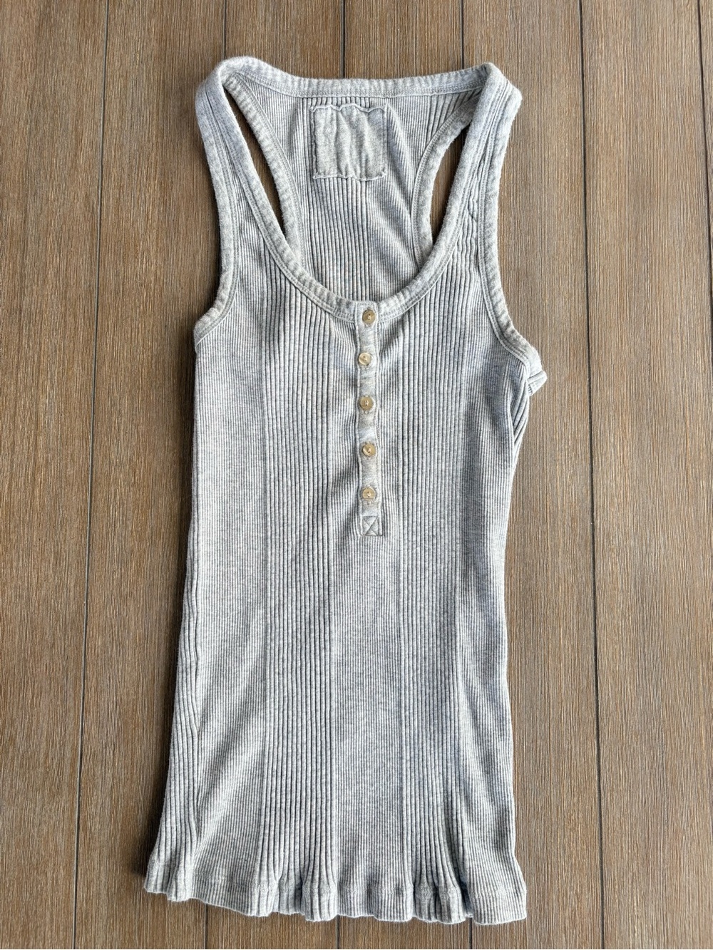 🌸Aerie Ribbed Henley Racerback Tank - Light Gray🌸